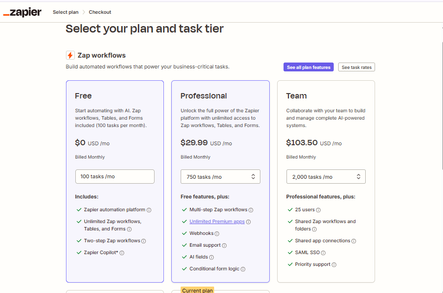 Zapier Pricing